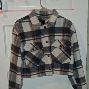 Love Tree Black and White Plaid Utility Jacket